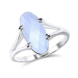 Blue Chalcedony Silver Rings NSR-2339